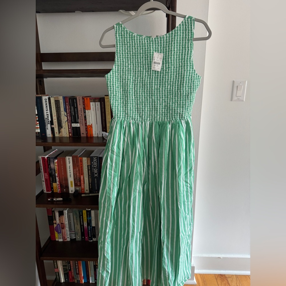 NWT J CREW Smocked boatneck midi dress (WITH POCKETS!!!)